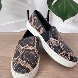 Vince Snakeskin Slip On Sneakers Size 5.5 Womens Python Print Leather Shoes